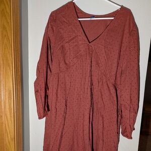 Old Navy Rust Red V-Neck Long Sleeve Tunic